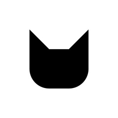 Cat head faceless vector logo and icon. No face. Black silhouette.