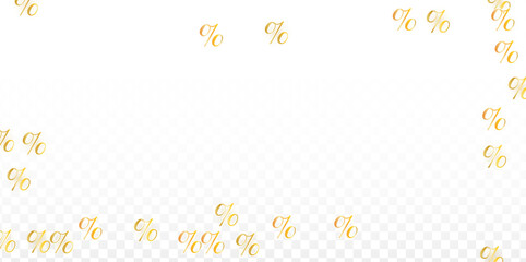 Luxury Vector Gold Percentage Sign Confetti on Transparent. Percent Sale Background. Business, Economics Print. Discount Illustration. Promotion Poster. Black Friday Banner. Special offer Template.