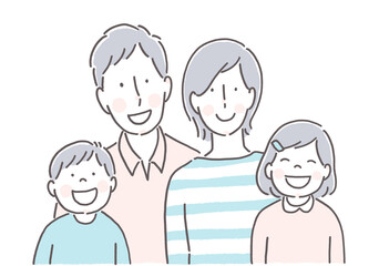 笑顔の四人家族