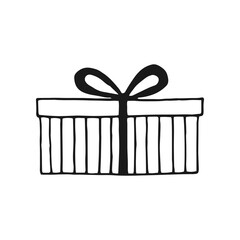 Gift box with different bows. Hand drawn vector illustration.