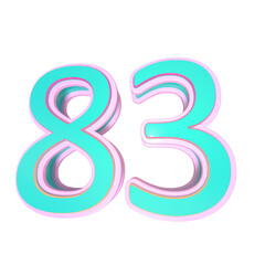 Cyan 3d number 0-100 3d rendering