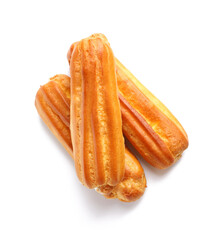 Sweet eclairs isolated on white background