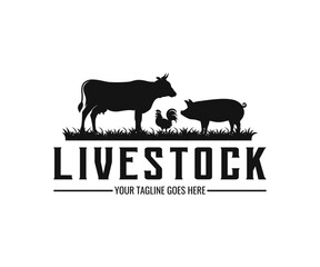 Livestock farm animal logo design template, vector illustration.
