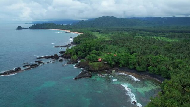 Aerial view from South coast at Sao Tome,Africa