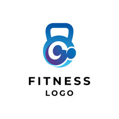 Obraz premium kettlebell and barbell for fitness logo
