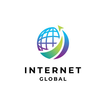 globe and arrow for network and business logo