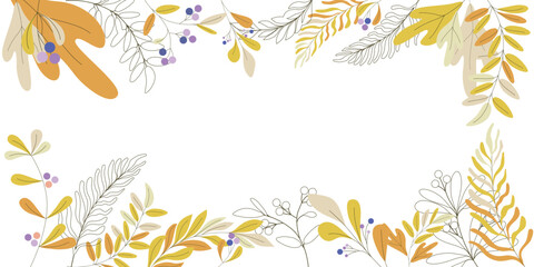Background natural green leaves frame. Tropical summer leaf Wallpaper pattern design, Nature theme simple vector illustration