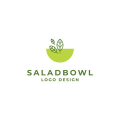 leaves and bowl for salad, vegan or healthy food logo