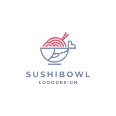 fish and bowl logo for sushi or seafood restaurant