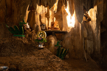 Rayong, Thailand, December 4, 2022 . Wat Tham Khao Prathun. Very beautiful place. Incredible nature cave and Buddhism temple.