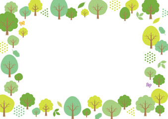 木のイラストのフレーム