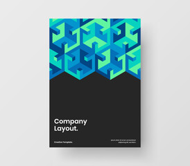 Vivid mosaic shapes magazine cover template. Creative company brochure A4 vector design concept.