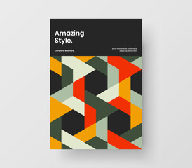 Isolated geometric pattern journal cover template. Premium pamphlet A4 design vector layout.