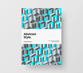 Premium geometric tiles presentation template. Colorful journal cover A4 design vector illustration.