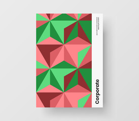 Creative geometric pattern annual report concept. Bright booklet A4 design vector layout.
