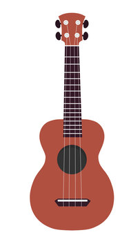 image of a rosewood brown ukulele on a white transparent background, Vector illustration 