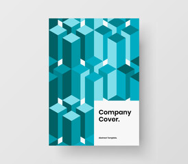 Clean leaflet vector design concept. Abstract geometric hexagons postcard template.