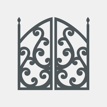 Ornate silhouette vintage gate quality vector illustration cut