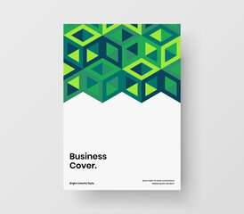 Trendy mosaic hexagons book cover illustration. Colorful brochure A4 design vector concept.