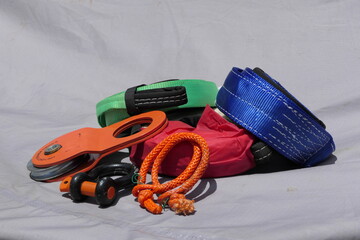 Off-road recovery equipment, snatch block, tree trunk protector, winch extension strap, snatch...