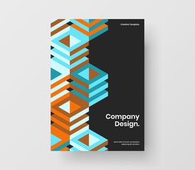 Vivid geometric shapes leaflet illustration. Creative corporate brochure A4 design vector layout.