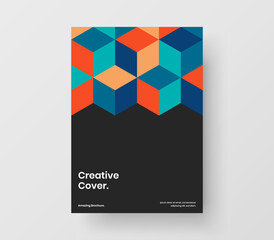 Multicolored mosaic shapes presentation illustration. Isolated journal cover design vector concept.