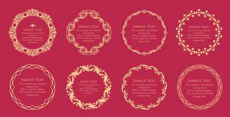 高級感のあるビンテージ調のフレームデザインセット　罫線　枠　ウエディング　ビンテージ　アンティーク