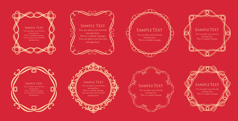 高級感のあるビンテージ調のフレームデザインセット　罫線　枠　ウエディング　ビンテージ　アンティーク