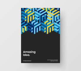 Fresh mosaic shapes company identity illustration. Vivid presentation A4 design vector concept.