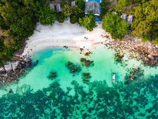 Aerial view of Sanom secret beach in koh Lipe, Satun, Thailand
