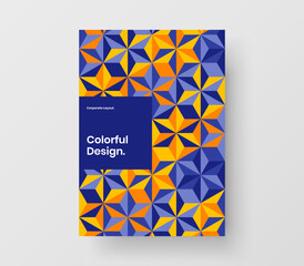 Simple cover design vector illustration. Unique geometric hexagons pamphlet layout.