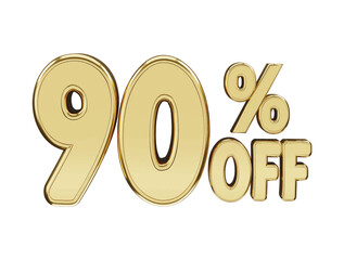 90  percent gold number with 3d rendering
