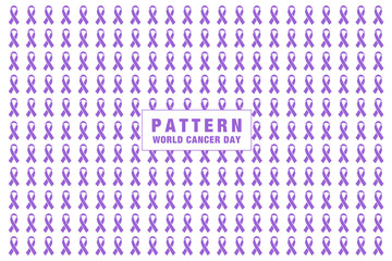Ribbon pattern world cancer day on white background