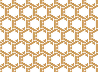 Abstract geometric pattern. A seamless vector background. White and gold ornament. Graphic modern pattern. Simple lattice graphic design