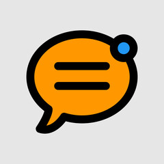 Chat notification icon in filled line style, use for website mobile app presentation