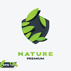 Shield Nature Leaves Logo