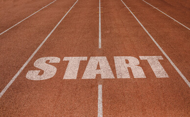 Start written on running track