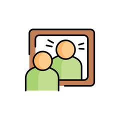 Self reflection color line icon. Human behavior.
