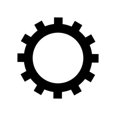Black gear cogs engine machine icon on white background flat vector design.
