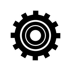 Black gear cogs engine machine with ball bearing icon on white background flat vector design.