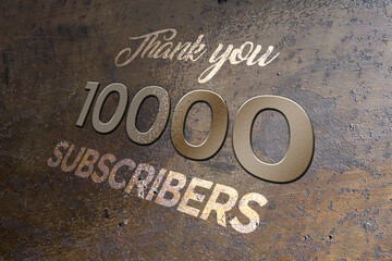 10000 subscribers celebration greeting banner with Metal Design