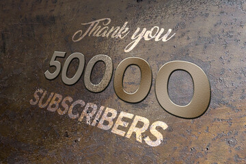 50000 subscribers celebration greeting banner with Metal Design