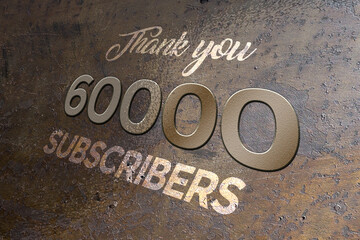 60000 subscribers celebration greeting banner with Metal Design