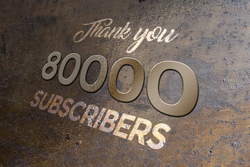 80000 subscribers celebration greeting banner with Metal Design