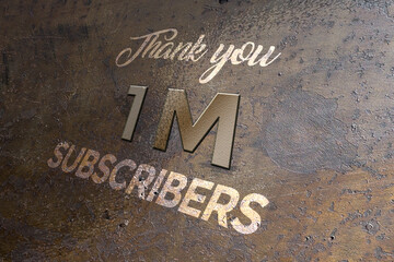 1 Millionillion subscribers celebration greeting banner with Metal Design