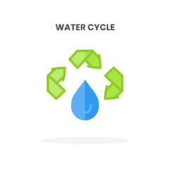 Water Cycle icon flat. Vector illustration on white background. Can used for web, app, digital product, presentation, UI and many more.