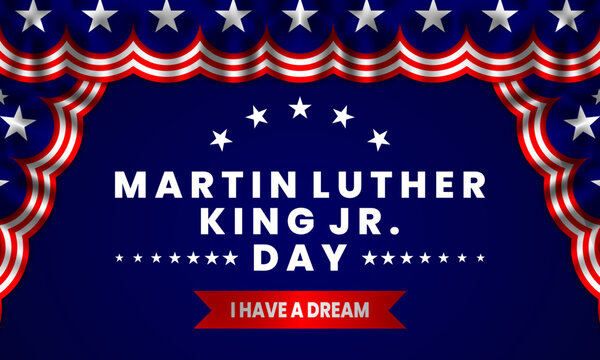 Martin Luther King JR Day banner template with american flag style background