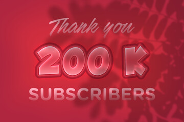 200 K subscribers celebration greeting banner with Red Embossed Design
