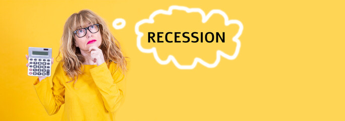 woman with recession  and inflation concept