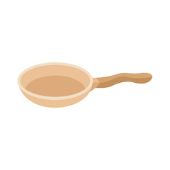 frying pan illustration vector, isolated on white background view in flat design style